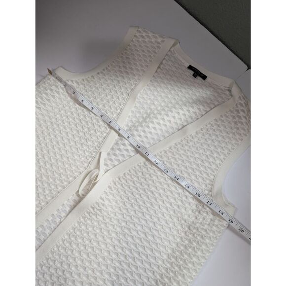 Lafayette 148 Sweater Vest Womens Medium White Quiet Luxury Tie Front - Picture 7 of 9